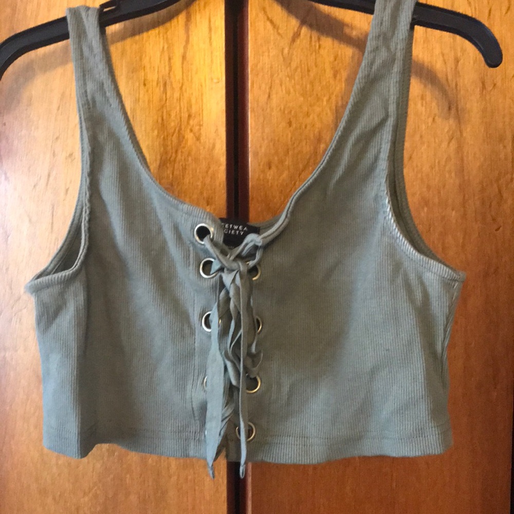 Olive green tank crop top
